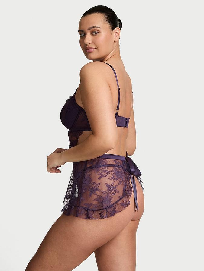 Wicked Unlined Rose Lace Apron Set